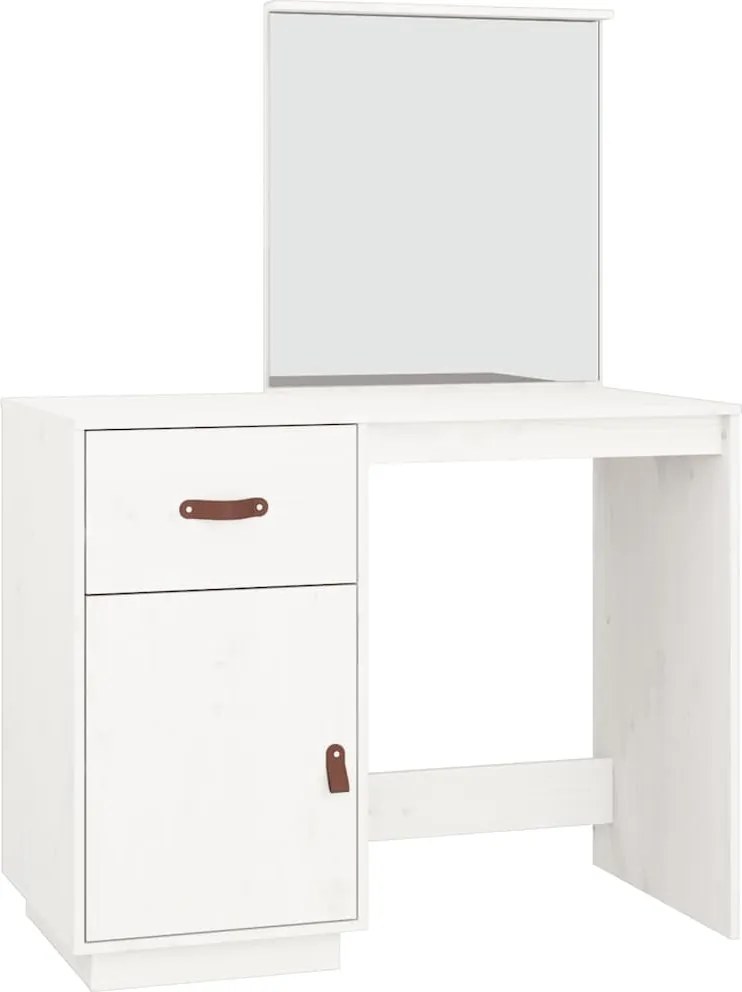 vidaXL fehér tömör fenyőfa fésülködőasztal 95 x 50 x 134 cm