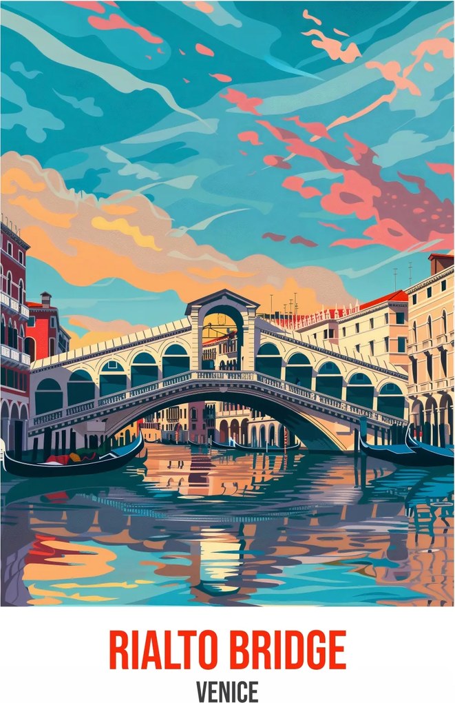 Poszter 30x45cm Rialto Bridge, Velence