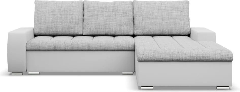 Toronto sarokkanapé, 2 ágyneműtartóval, fonott + műbőr, jobboldali, szürke - fehér