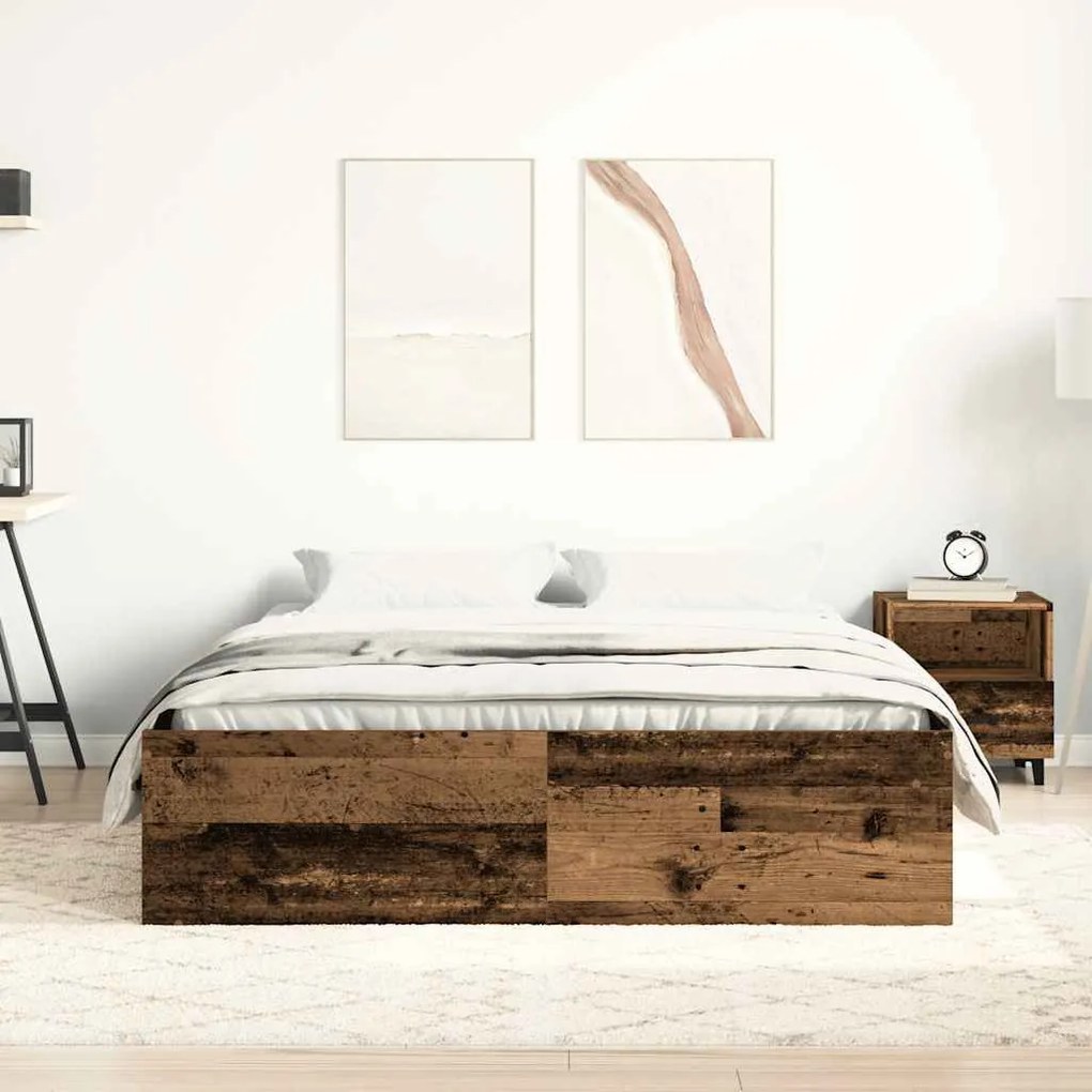 antik fa szerelt fa ágykeret matrac nélkül 160x200 cm