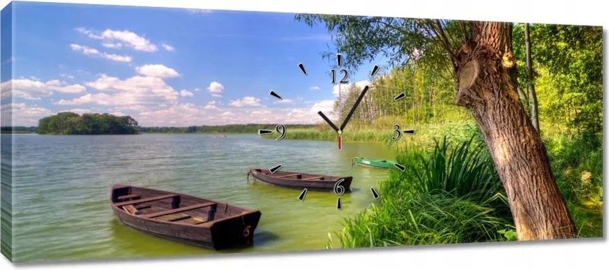 Faliórák 100x40 Tó Csónakok Tájkép