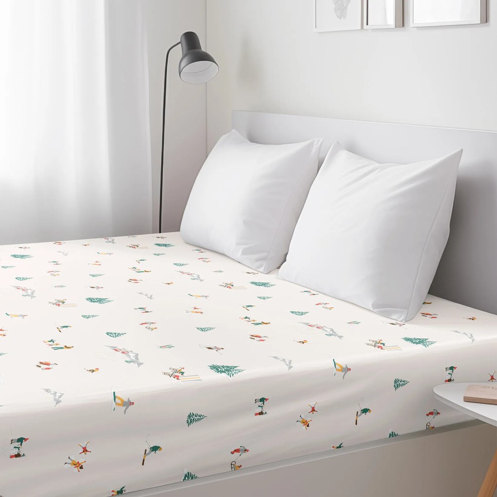 Goldea pamut körgumis lepedő - téli örömök 80 x 200 cm