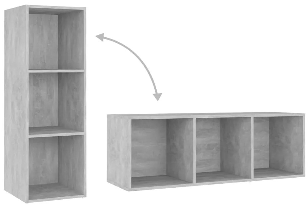 2 db betonszürke szerelt fa TV-szekrény 107 x 35 x 37 cm