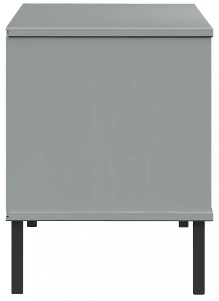 OSLO szürke tömör fa cipőszekrény fém lábakkal 106 x 35 x 45 cm