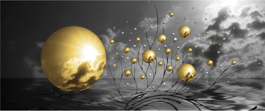 Okker gömbök képe (120x50 cm)