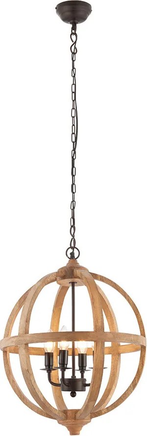 ENDON 73575 TOBA Klasszikus Függesztett Lámpa Antik Bronz, Világos Fa E14 IP20