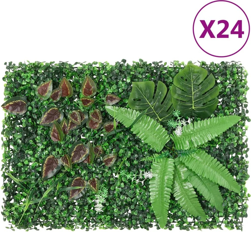 vidaXL 24 db zöld műnövénykerítés 40 x 60 cm