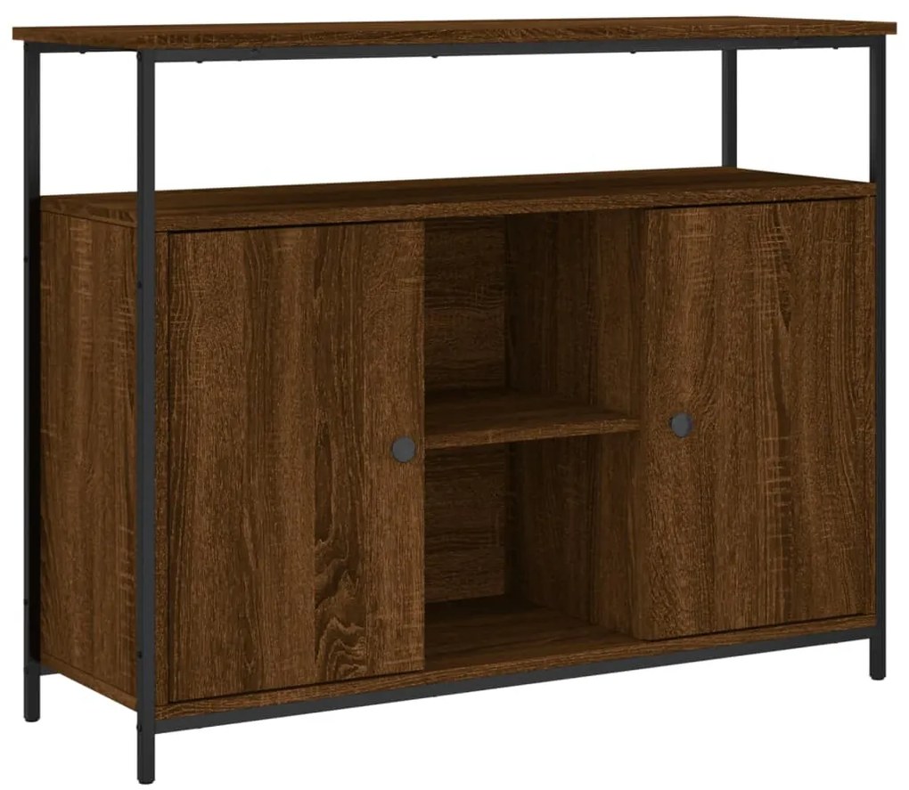 barna tölgy színű szerelt fa tálalószekrény 100 x 35 x 80 cm