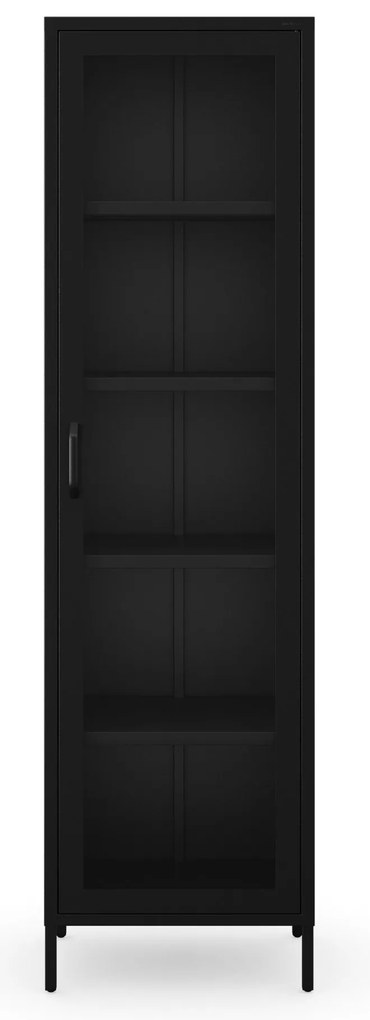 Vitrin üveg szűk lábakon nappaliba fekete, 500x1800x350 mm: LUIGI Modern