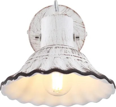 Globo 54050-1 Spotlámpa fém váz, kerámia búrával. Színe fehér, feketével antikolva. SZxM:170x165, AL:220, fényforrás nélkül 1xE27 40W 230V