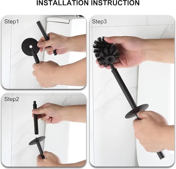 Viva NERO WC-kefe tartó - hengeres - MATT FEKETE - fürdőszobai kiegészítő