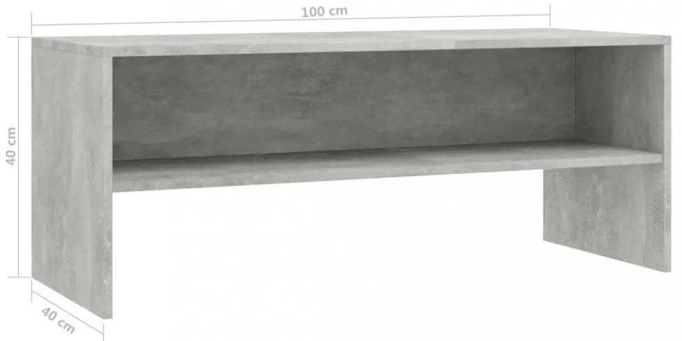 betonszürke szerelt fa TV-szekrény 100 x 40 x 40 cm