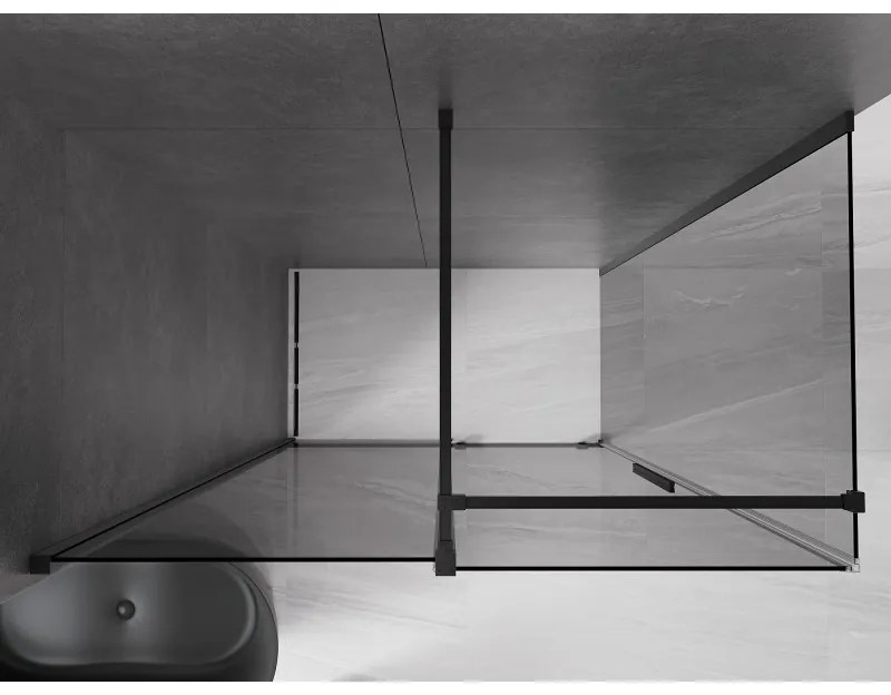 Mexen Velar, tolóajtós zuhanykabin 160 x 70 cm, 8mm szürke üveg, fekete matt, 871-160-070-41-70