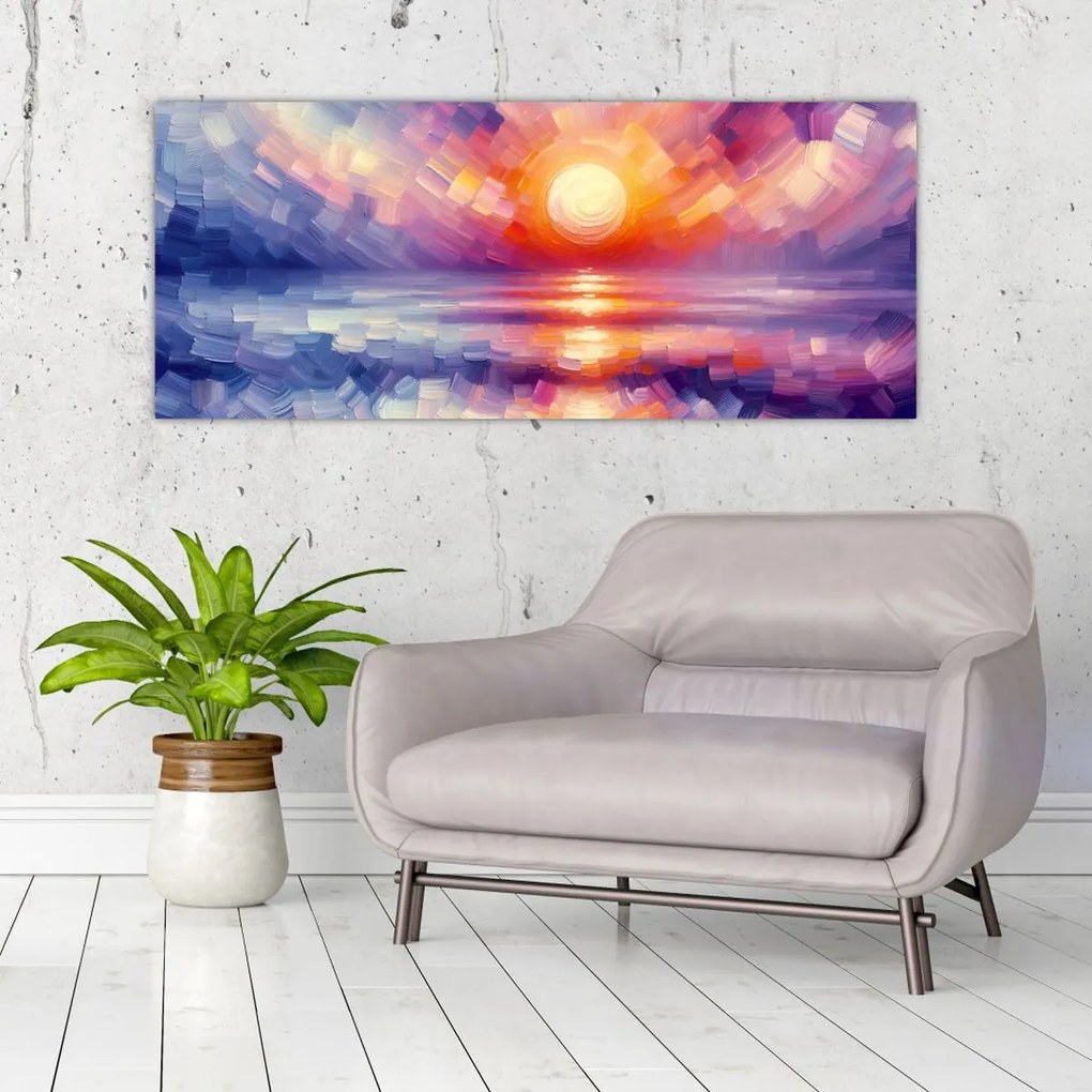 Kép - Színes művészi naplemente (120x50 cm)