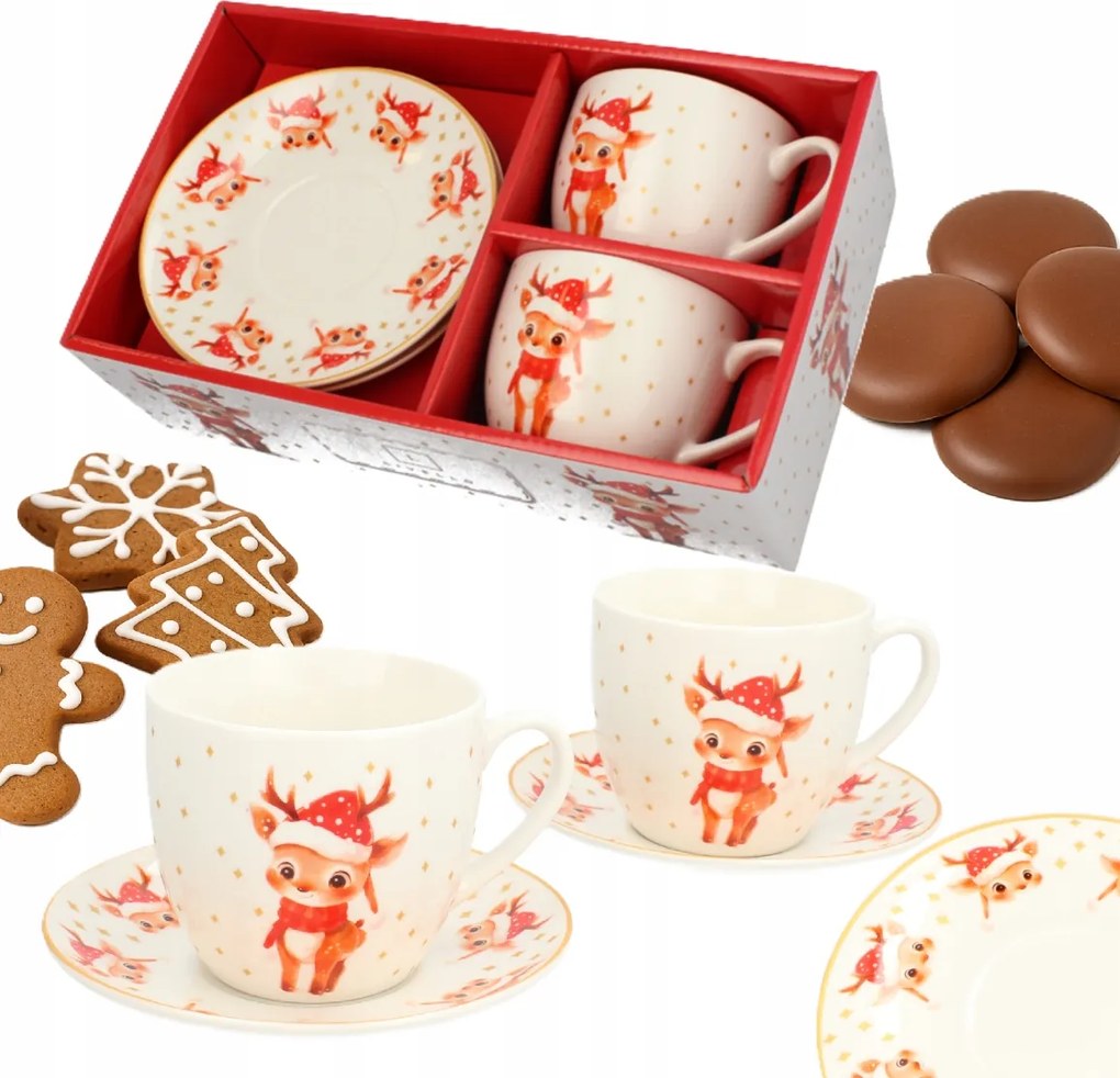 Livello Ünnepi Készlet 2 db Porcelán Csésze 250 ml Csészealj 14 cm RÉNszarvas