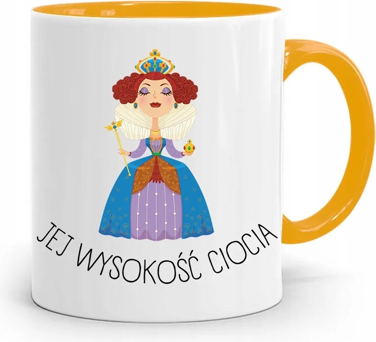 Sárga Bögre Ajándék Nagynéninek Őfelsége Nagynéni Nyomtatott Fényképpel