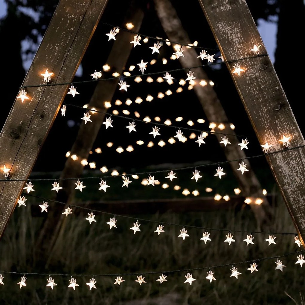 DecoKing Karácsonyi fényfüzér Csillagok melegfehér, 100 LED