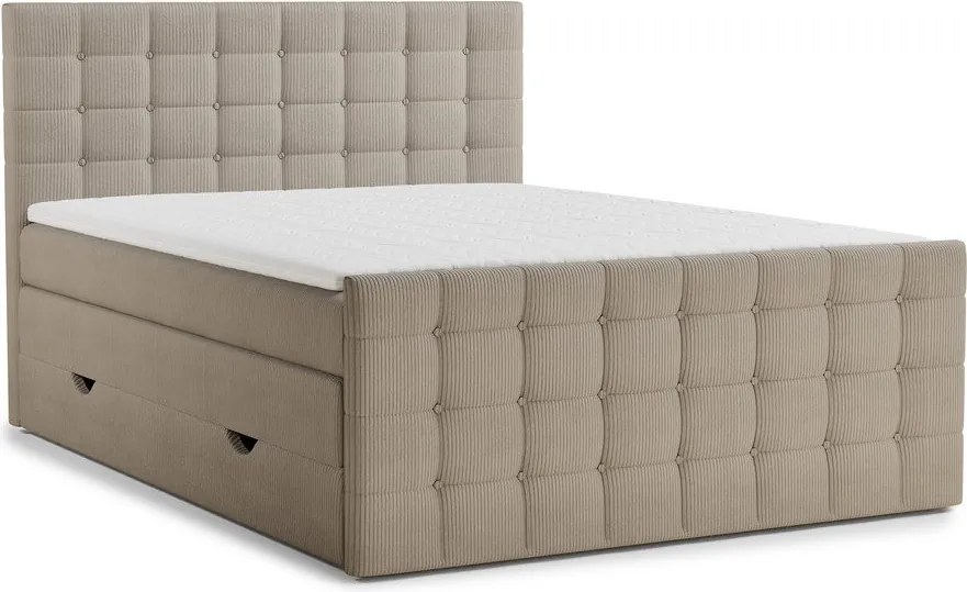 Bézs ágyneműtartós boxspring ágy 180x200 cm Tasca – Maison de Rêve