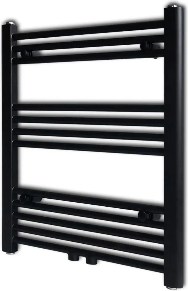 vidaXL Fekete fürdőszobai egyenes törölközőtartó központi fűtéssel 600x764 mm