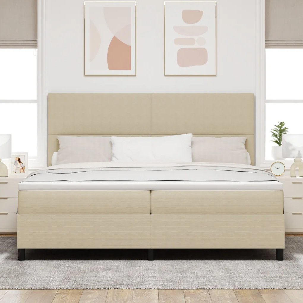 Boxspring Ágy Matraccal és LED Fénnyel Zöld Szürke 200x200 cm Kordbársony
