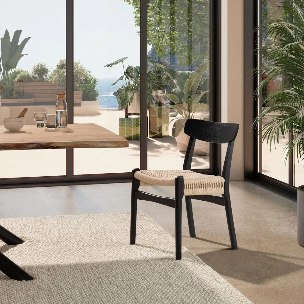 Fekete kaucsukfa étkezőszék szett 2 db-os Biel – MOME