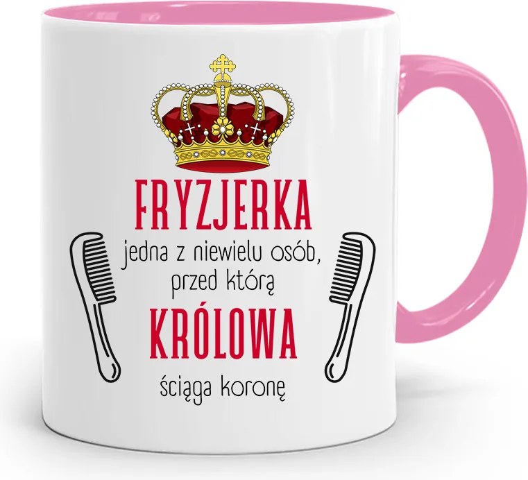 Rózsaszín Bögre Fodrásznak A Királynő Lehúzza A Koronát fényképes nyomtatással