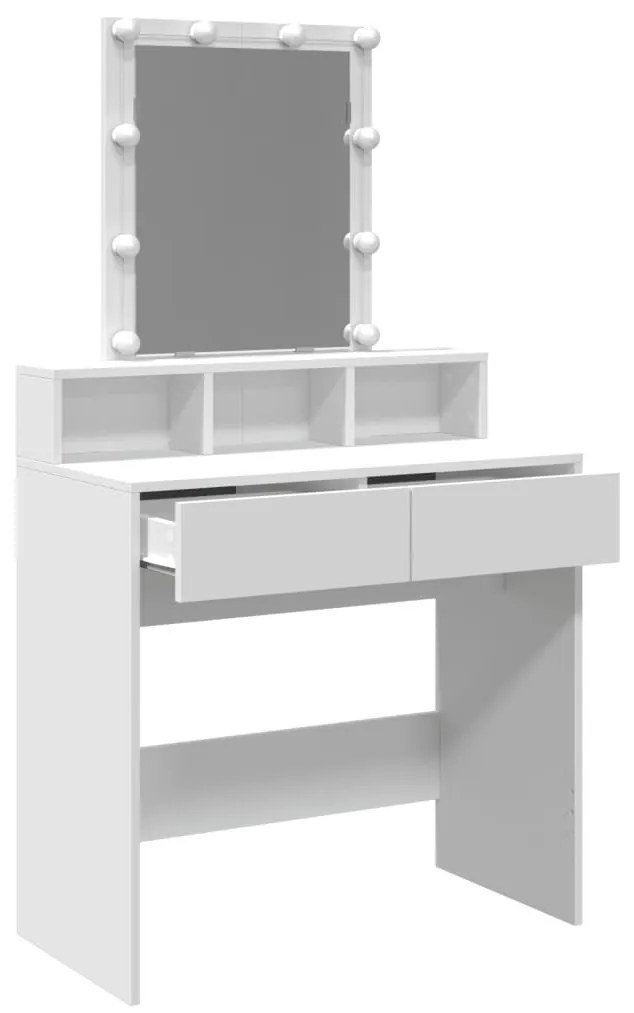 fehér fésülködőasztal LED-del 80 x 41 x 144,5 cm