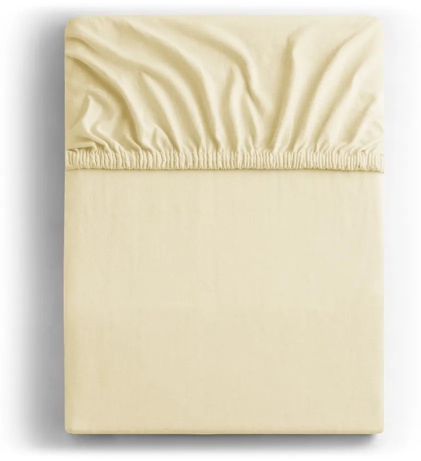 Krémszínű gumis jersey lepedő 220x200 cm Amber – Restilo
