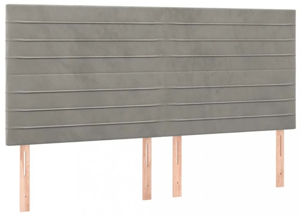 4 db világosszürke bársony fejtámla 80 x 5 x 78/88 cm