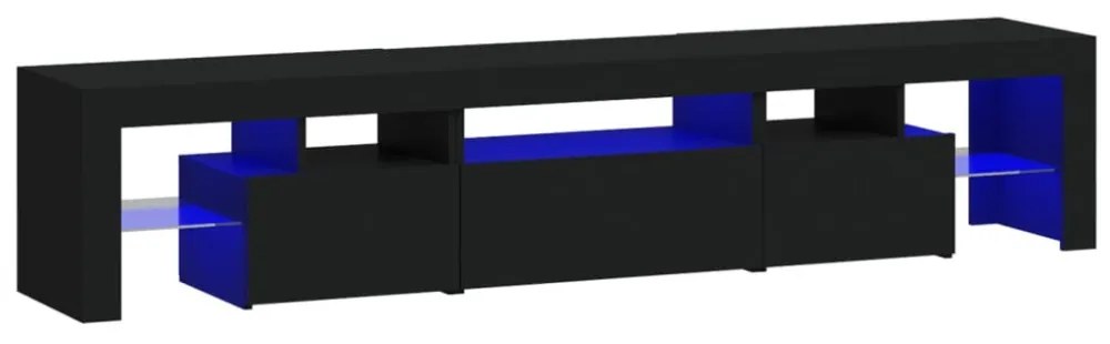 fekete TV-szekrény LED-világítással 200x36,5x40 cm