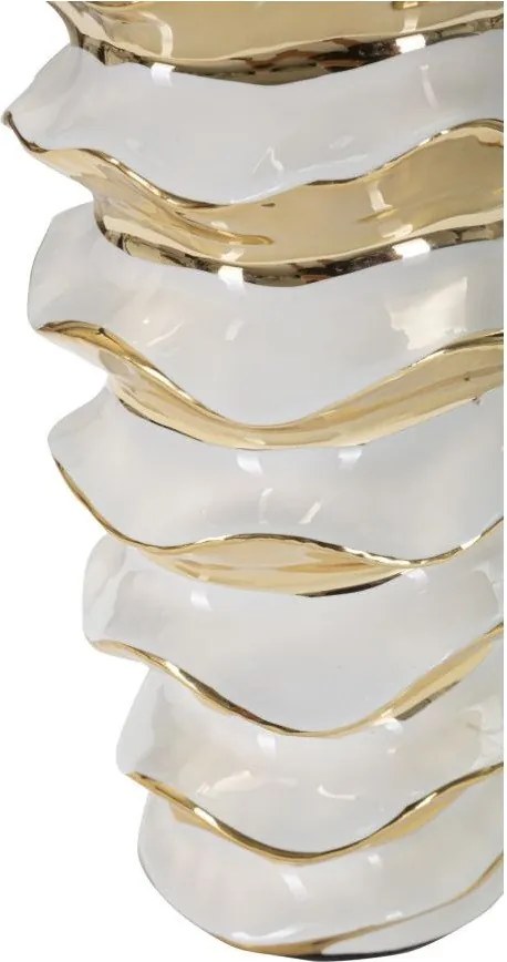 Fehér-aranyszínű kerámia asztali lámpa textil búrával (magasság 53 cm) Glam Space – Mauro Ferretti