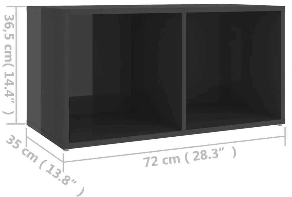 magasfényű szürke szerelt fa TV-szekrény 72 x 35 x 36,5 cm