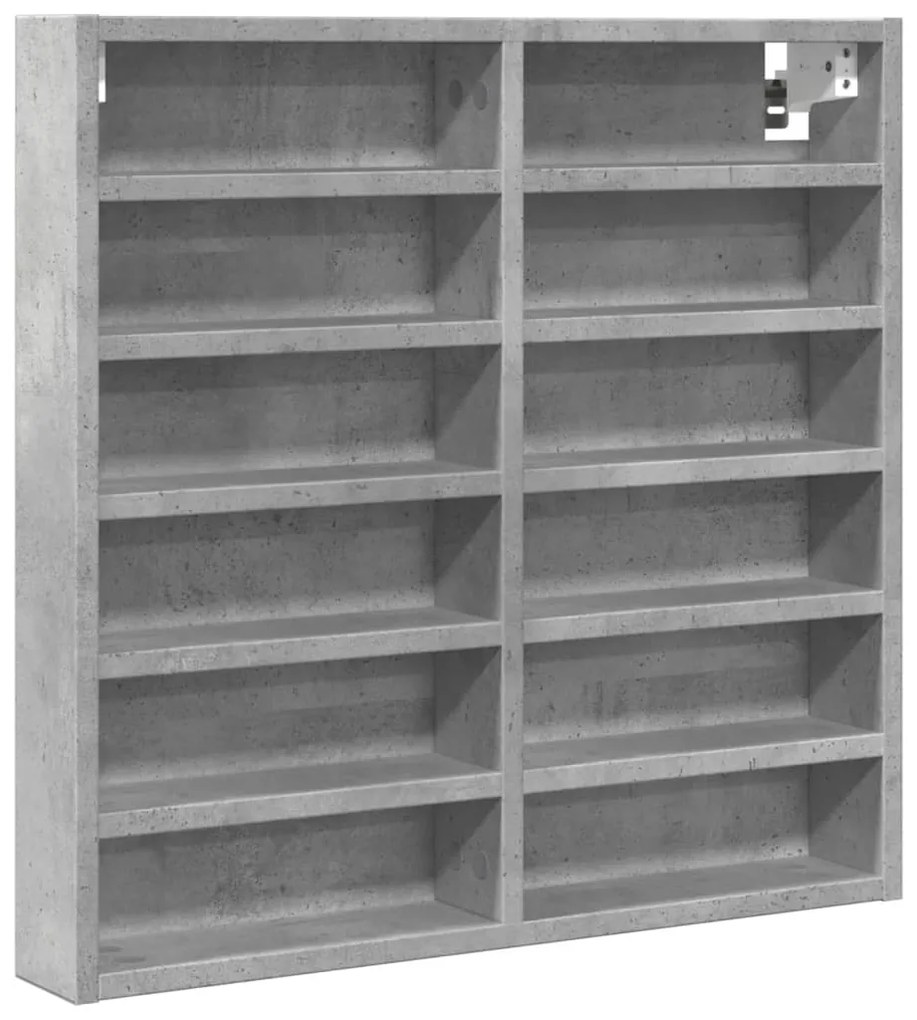 betonszürke szerelt fa vitrinszekrény 60 x 8,5 x 58 cm
