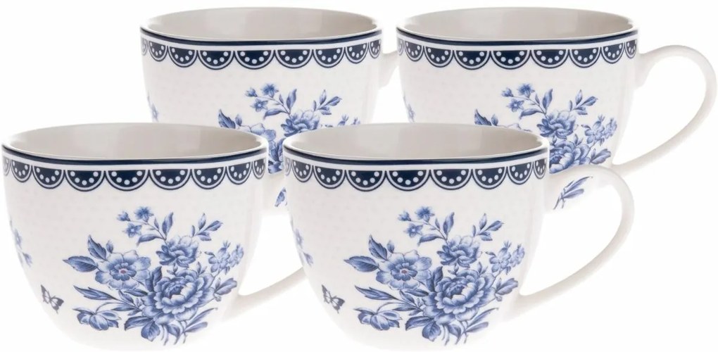 Blue Rose 4 db-os porcelán csészék készlet , 90 ml