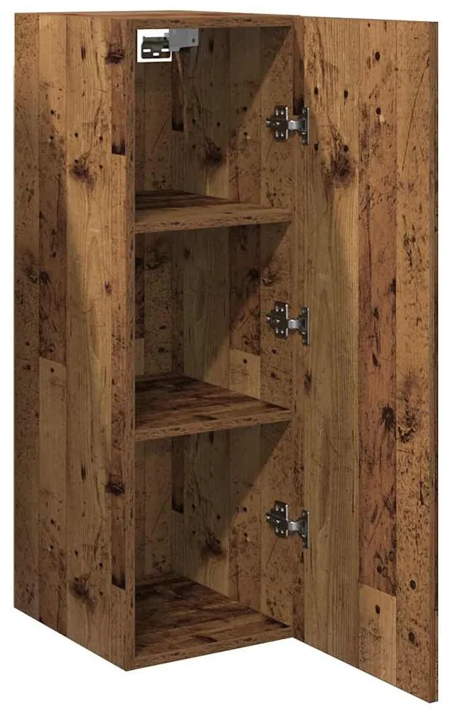 2 db antik fa színű szerelt fa TV-szekrény 30,5 x 30 x 90 cm
