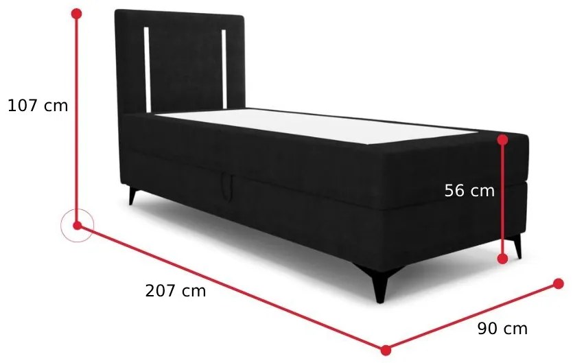 LONO comfort kárpitozott boxspring ágy, 90x200, curio 80, jobb