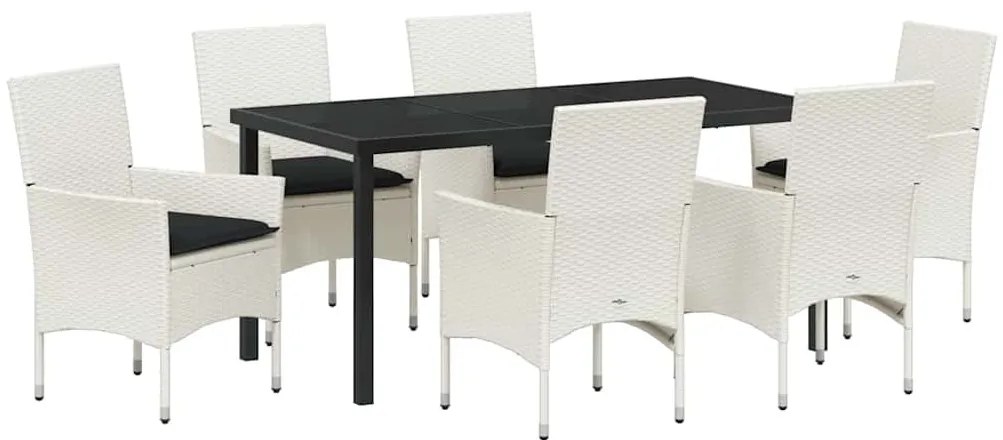 Kert étkező szett párnával 7 pcs Fehér Poli rattan