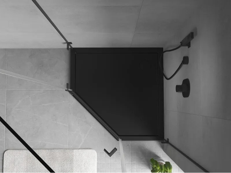 Mexen Flow ötszögletű slim zuhanytálca 80 x 80 cm, fekete matt - 46P708080