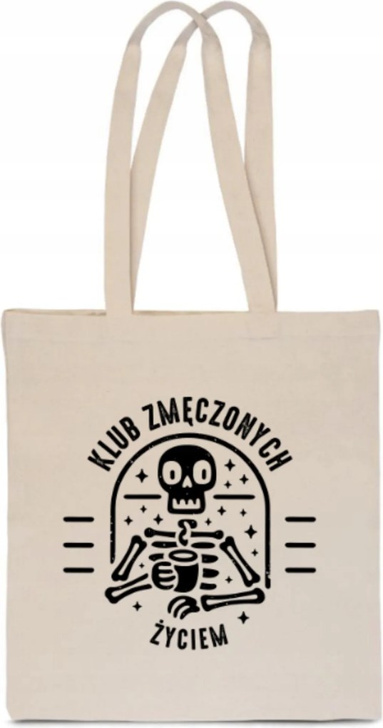 Öko Pamut Táska Nyomtatott Klub Fáradt Csontváz Kávé TT_024