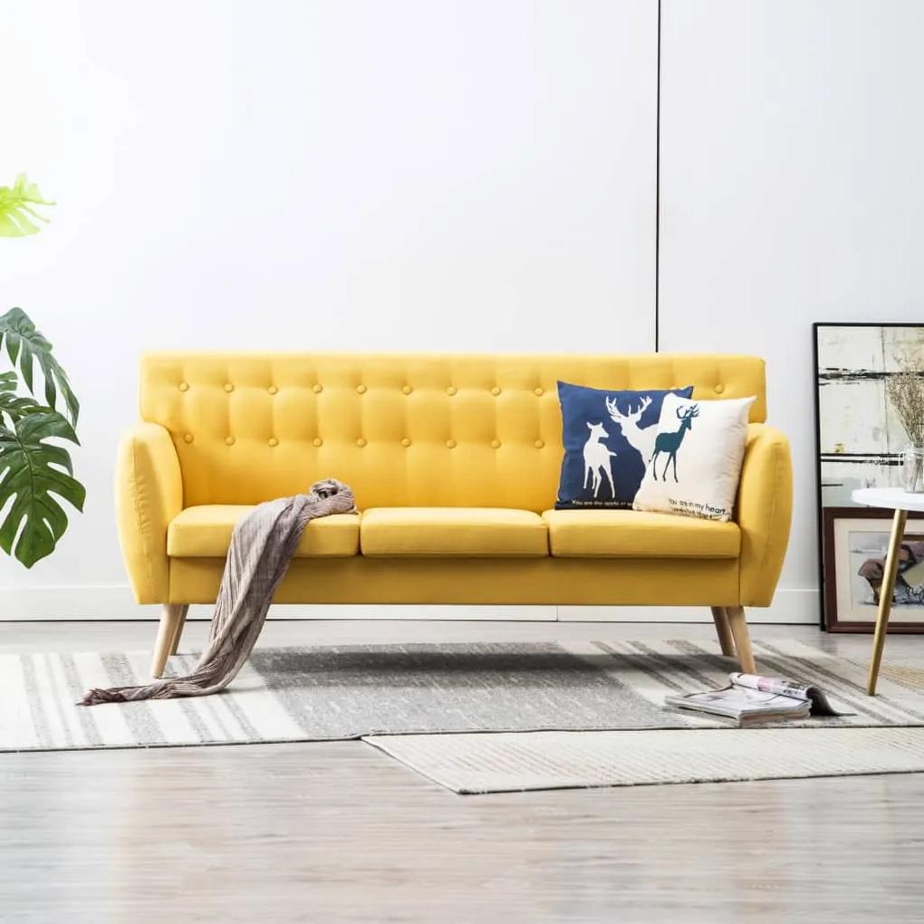 vidaXL 3 személyes sárga kárpitos kanapé 172 x 70 x 82 cm