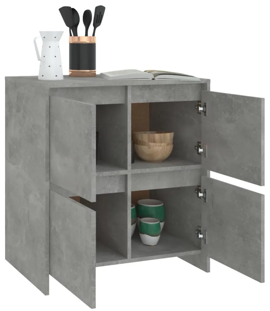 2 db betonszürke forgácslap tálalószekrény 70 x 41 x 75 cm