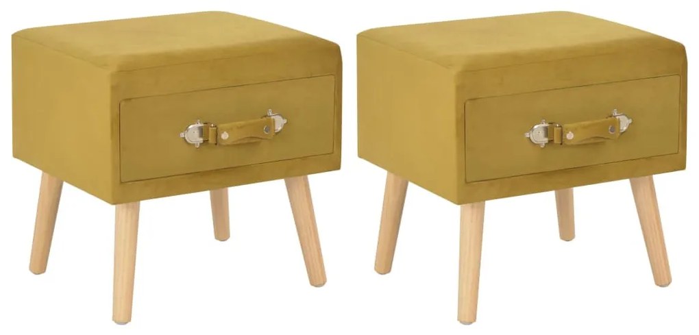 2 db mustársárga bársony éjjeliszekrény 40 x 35 x 40 cm