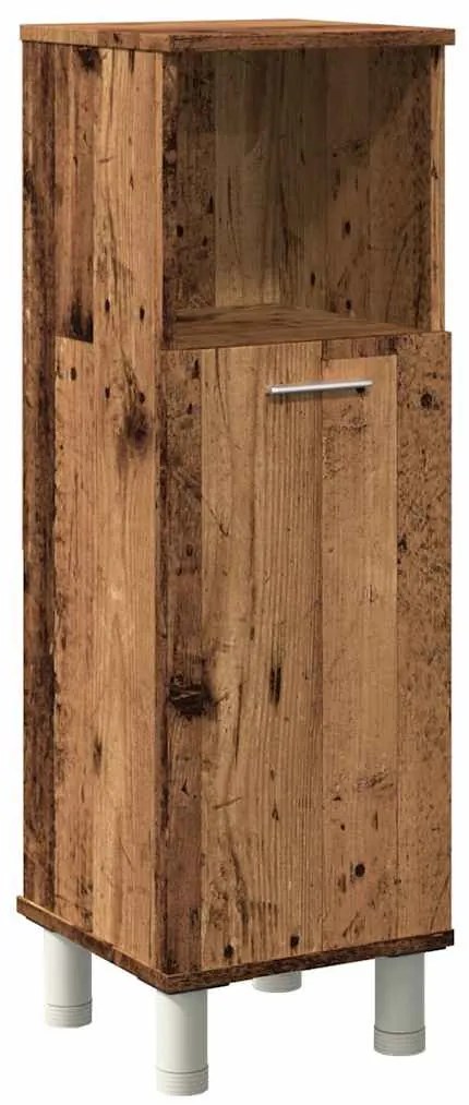 Fürdőszobaszekrény régi fa 30x30x95 cm gépelt fa