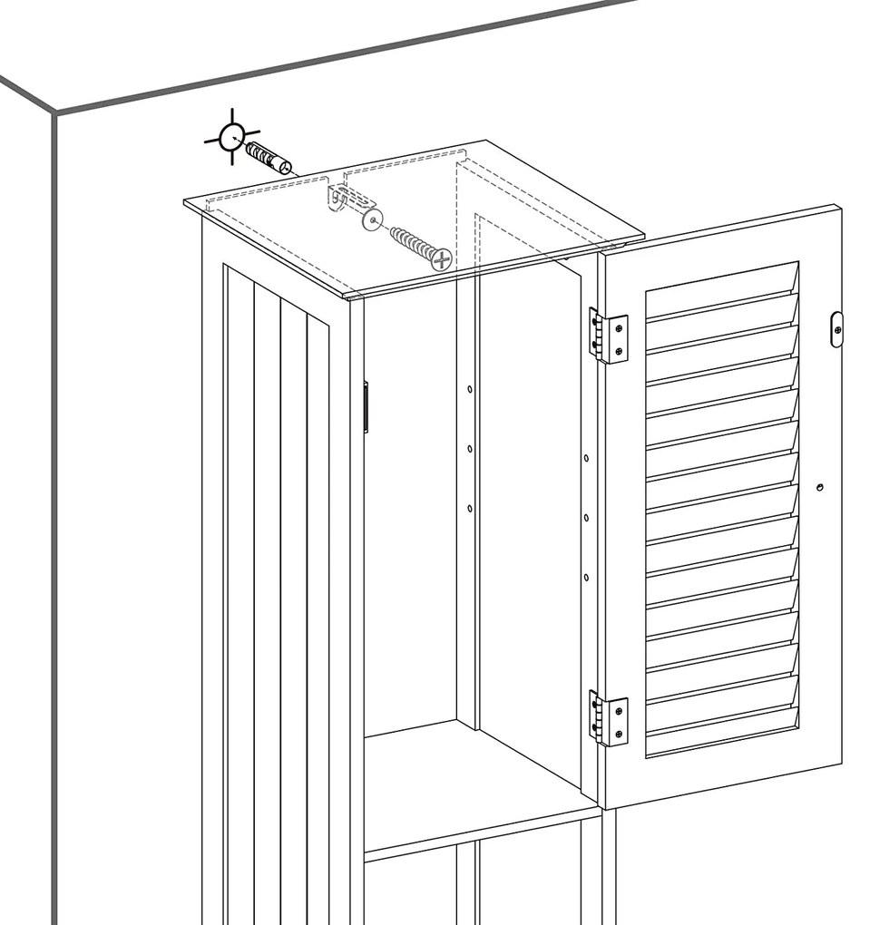 Fürdőszoba szekrény, Tárolószekrény fiókkal, kivehető X alakú polc 170cm