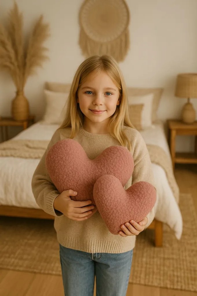 Teddy Kalp Big szív alakú díszpárna, rózsaszín