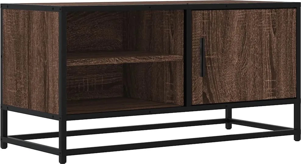 vidaXL barna tölgy színű szerelt fa és fém TV-szekrény 80x34,5x40 cm