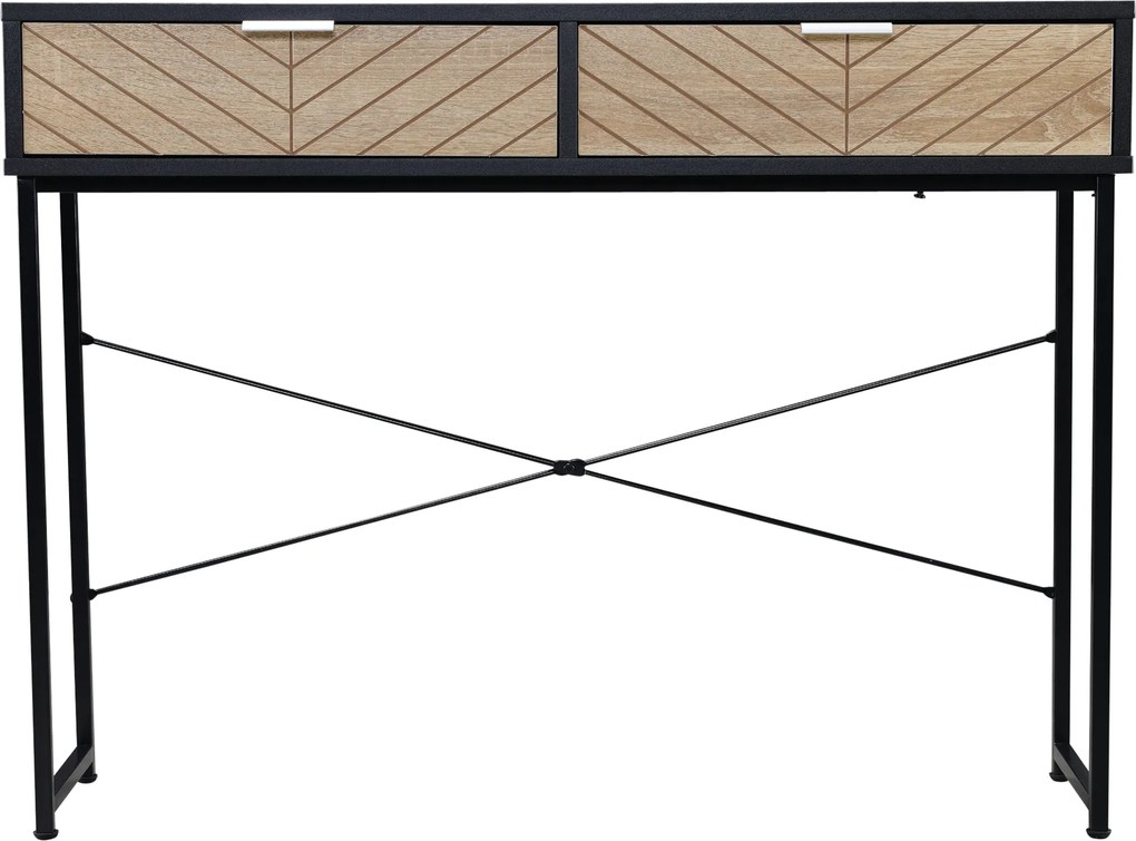 HOMCOM Keskeny Konzolasztal Bejárati Konzolasztal 2 Fiókkal Faragott vonalakkal Modern Stílusban Hallba, Bejáratba, Nappaliba, Hálószobába 100x30x75 c