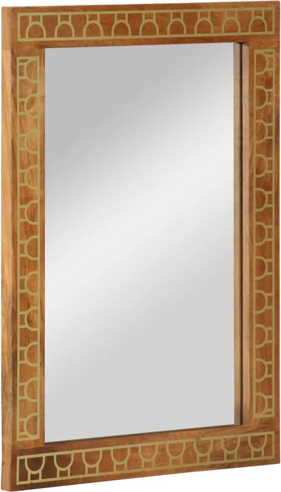 vidaXL tömör mangófa és üveg fürdőszobatükör 50 x 70 x 2,5 cm
