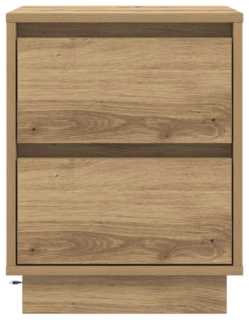 Éjjeli Szekrények LED világítással 2 db Kézműves tölgy 39x34.5x50 cm