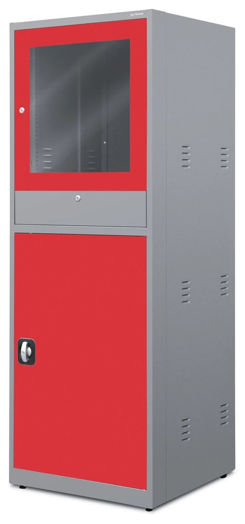 Ipari számítógépes szekrény STEVE, 640 x 1750 x 630 mm, antracit-piros